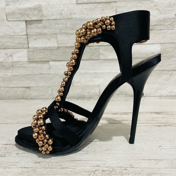 Roger Vivier Bronze Caviar Embellished Stiletto Heels Size 36.5 NWB $1795 Black - Picture 9 of 15